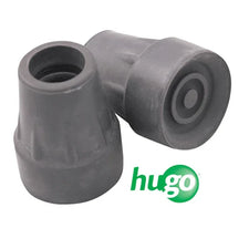 Grey rubber cane tips for walkers or walking canes, Hugo branding visible