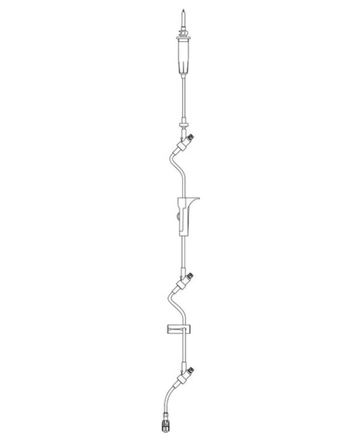 B.Braun IV Administration Set | 112" Tubing | 15 Drops/mL | Universal Spike | Spin-Lock Connector |Backcheck Valve | 3 Caresite Luer  Access Devices | 354205