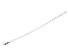 Sterile suction catheter for medical respiratory care, clear plastic tube on white background