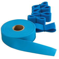 Blue medical tourniquet roll and bands for home care or clinical supplies