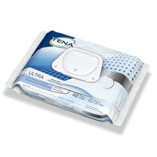 TENA Ultra adult washcloths 48-pack, disposable cleansing wipes, resealable pack