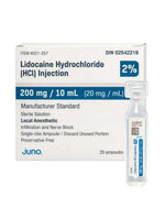 Lidocaine Hydrochloride Injection 2% Local Anesthetic 10mL | 20/Box | 021-257