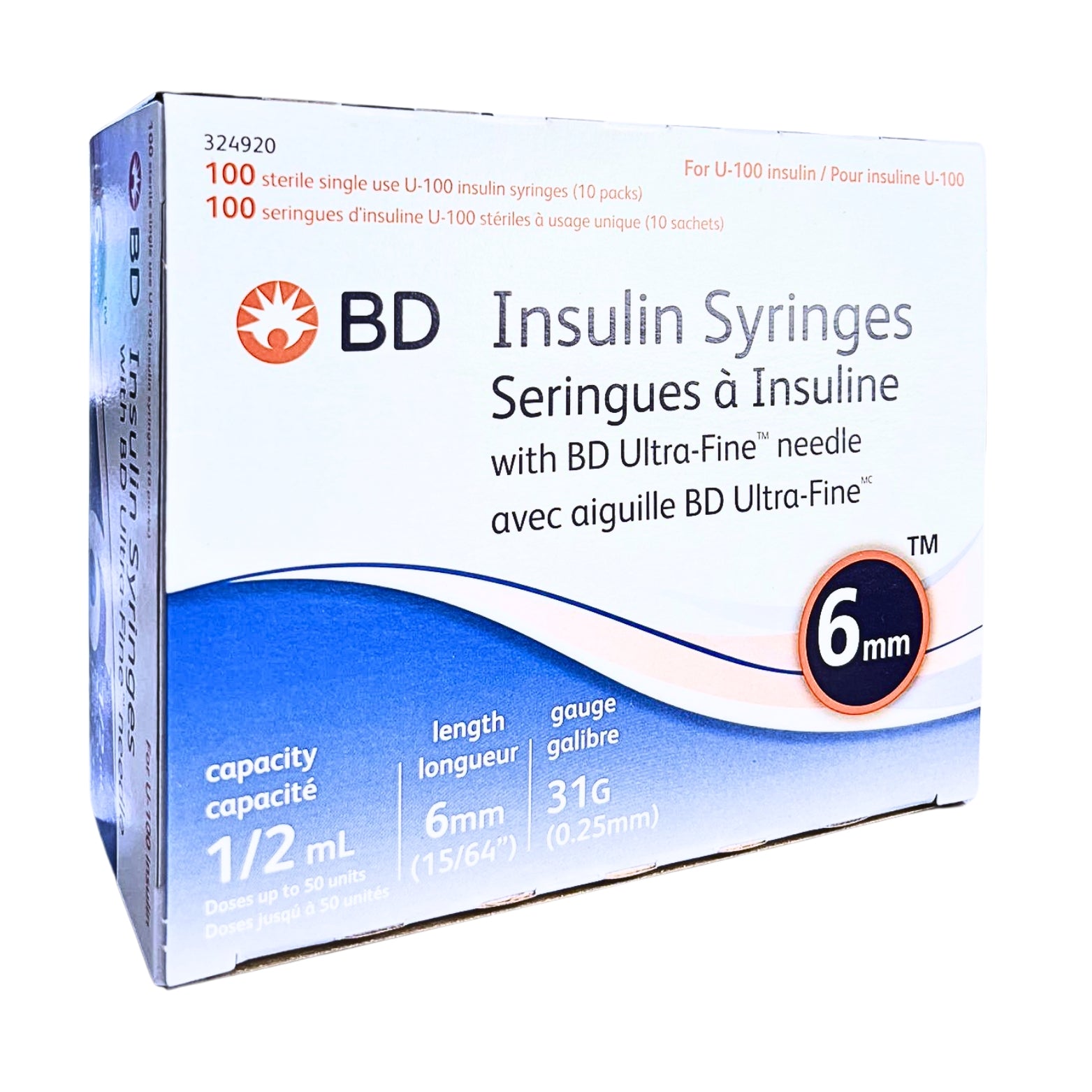 BD Ultra-Fine Insulin Syringe 0.5mL, 6mm, 31G – Comfort & Accuracy