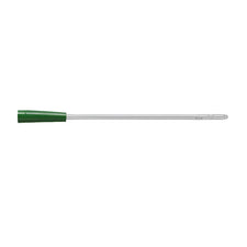 sterile intermittent catheter with green funnel and clear tubing