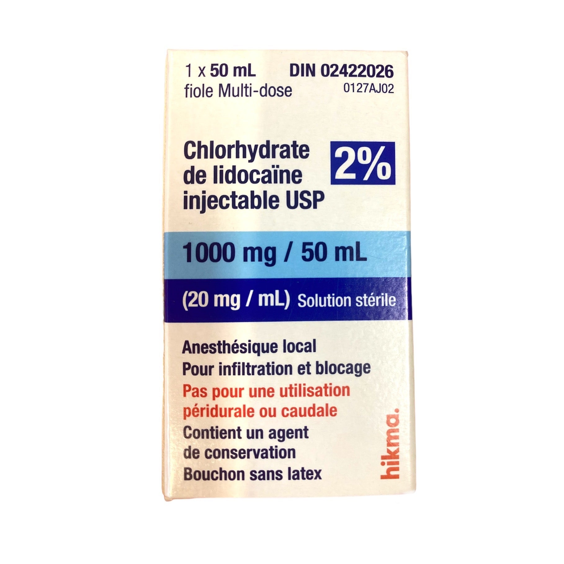 Anesthetic-Local-Inj-Lidocaine-2%-Plain-50mL-Vial 