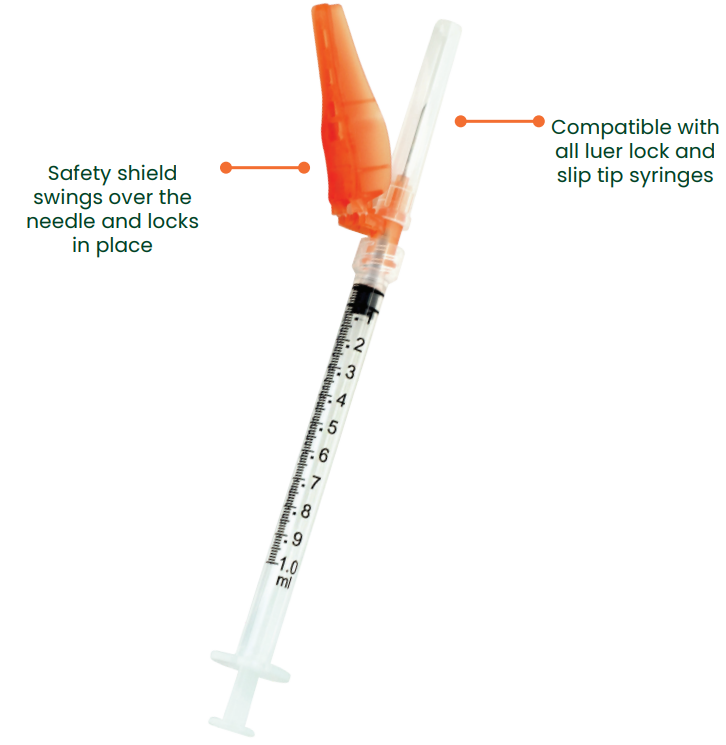 Syringe And Needle Safety Combo 3cc- 21g x 1.5in- Box of 50-32115SN