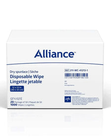 Alliance disposable dry spunlace wipes box, 1000 count, medical cleaning supplies