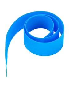Blue medical tourniquet strip rolled on white background