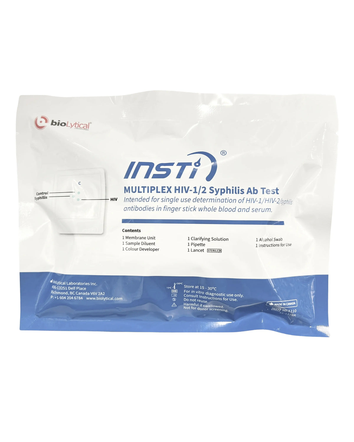 Multiplex HIV-1/2 Syphilis antibody rapid test kit packaging, home care diagnostic supply