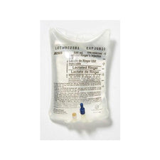Lactated Ringer's IV solution 500 mL sterile medical infusion bag on white background
