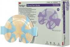 3M Tegaderm silicone foam border dressing with purple box for wound care, 6in x 6.75in size
