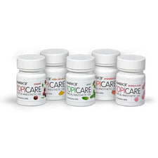 Five bottles of MARK3 TopiCare topical anesthetic gel in assorted flavors, for medical use