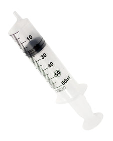 60ml disposable medical syringe with clear barrel and measurement markings