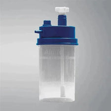 Oxygen humidifier bottle with blue cap for respiratory therapy or medical use