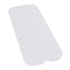 Non-slip white bath mat with suction cups for home care bathroom safety