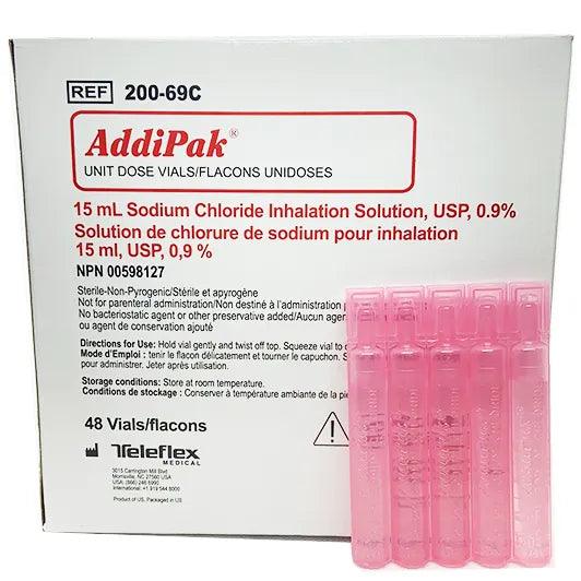 Addipak® Saline Solution 0.9% NaCl, (15mL) - Inhalation