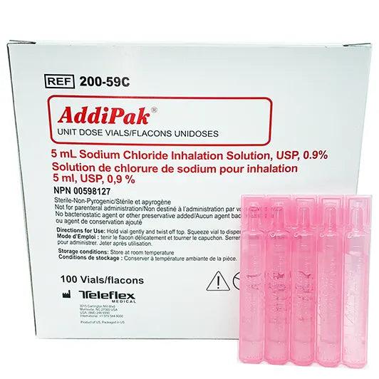 Addipak® Saline Solution 0.9% NaCl, (5mL) - Inhalation