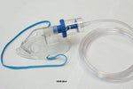 Adult nebulizer kit with elongated mask, tubing, and medication cup for respiratory therapy