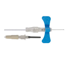 butterfly infusion set with blue wings and safety needle for medical use