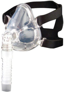 Clear CPAP full face respiratory mask with headgear for sleep apnea therapy