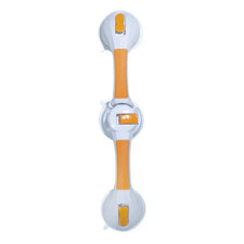 White and orange suction cup grab bar for bathroom safety and mobility support