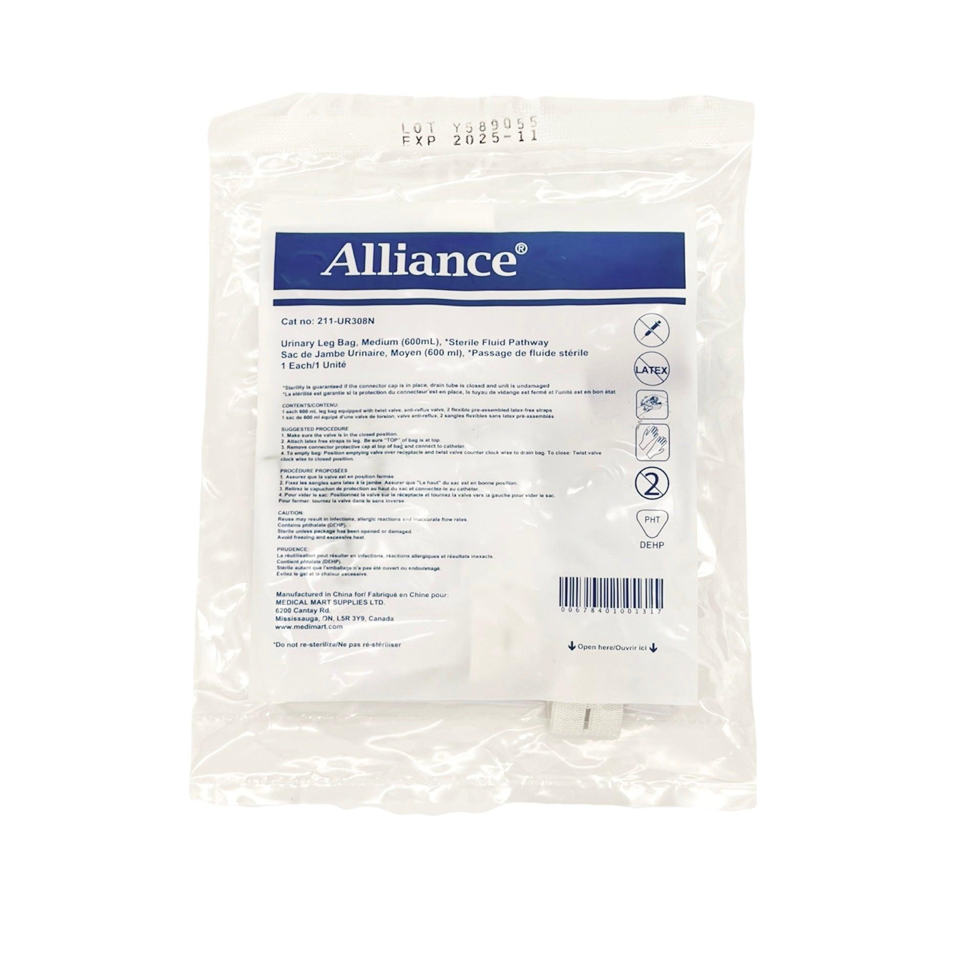 Alliance - Urinary Leg Bag With Straps Twist Drainage Valve 600ml
