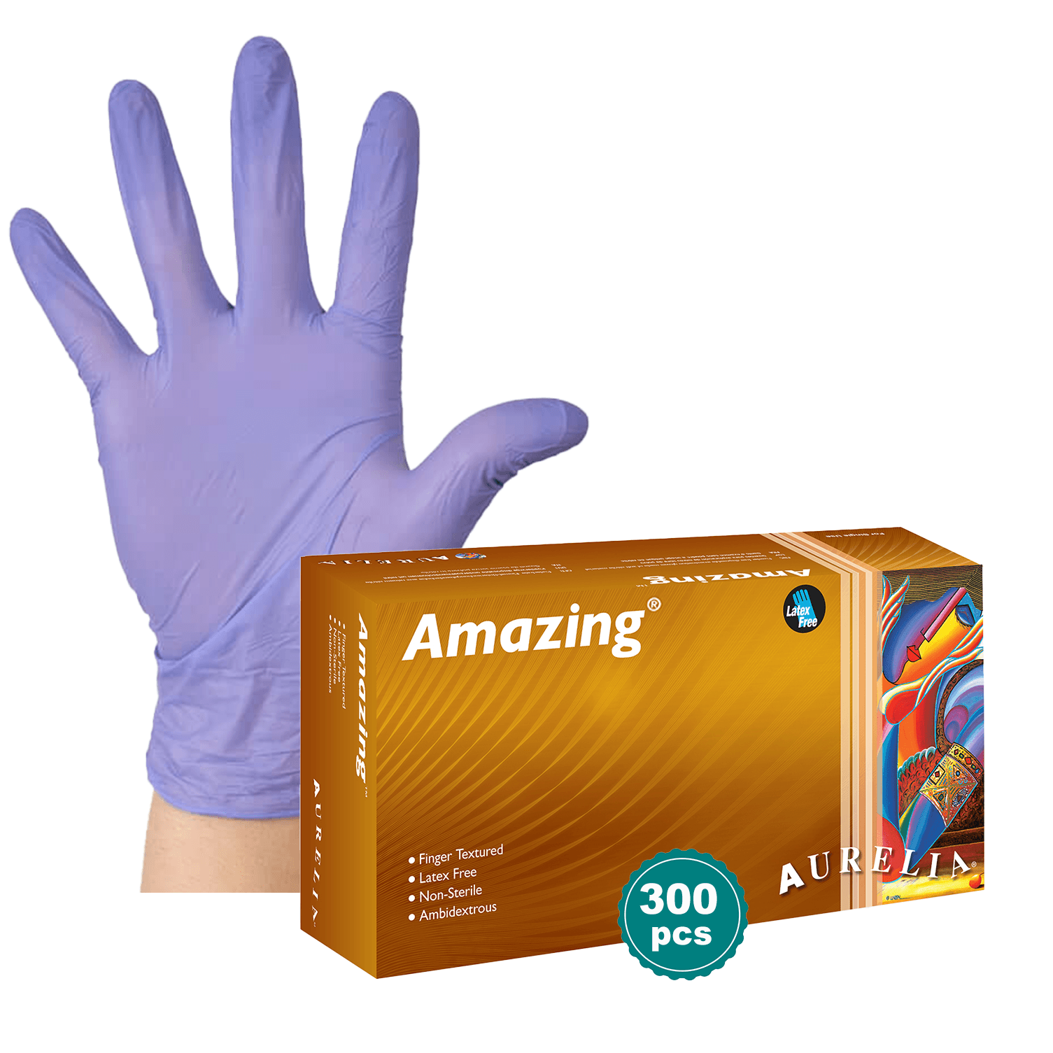 Aurelia Amazing Nitrile Exam Gloves - Blue (2 mil) - (300 pieces/box)