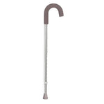 Adjustable aluminum walking cane with brown ergonomic handle for mobility support