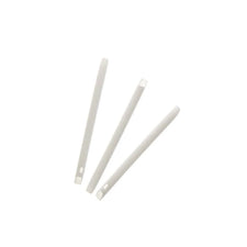 Three white plastic tongue depressors for medical use on white background