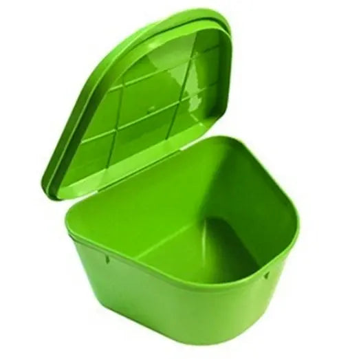 Denture Cup with Hinged Lid, Green 