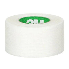 Medical adhesive tape roll, white, textured surface, for wound care and bandages