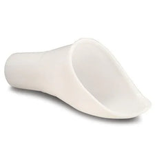 White female urinal for home care and medical use, angled on a plain background