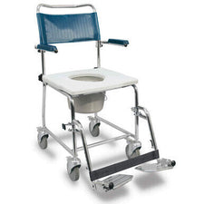 Mobile commode chair with wheels, ideal for home care and long-term medical support