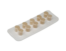 Blister pack of beige medical caps, sterile disposable IV line accessories
