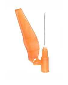 Safety IV needle with orange protective cover for medical and home care use