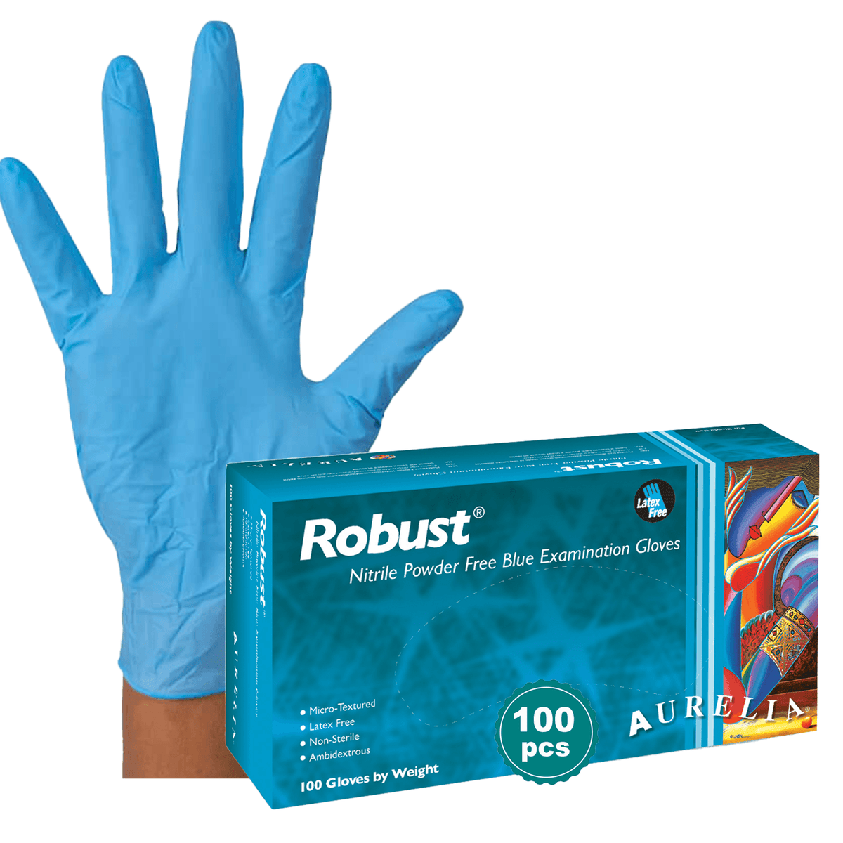 EMERDEPOT DISCONTINUE Aurelia Robust Nitrile Exam Gloves - Blue (5 mil)