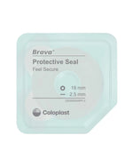Brava protective seal medical adhesive in clear packaging, 18mm size, Coloplast.