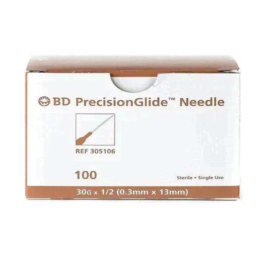 BD 305106 Precision Glide Needle 30 Gauge x 1/2" (100pcs/box)