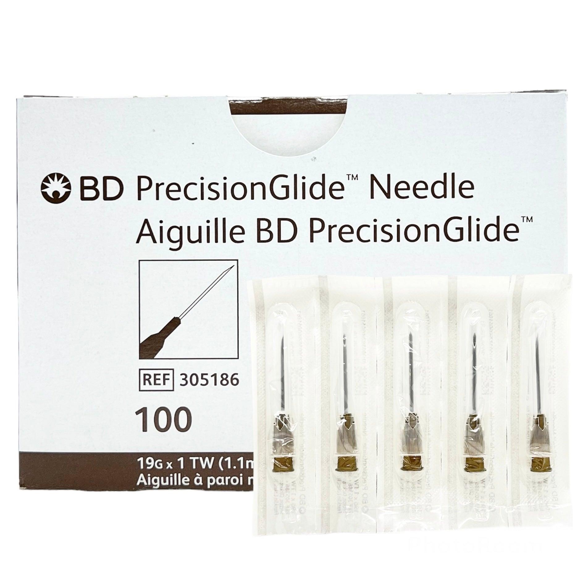 BD 305186 Hypodermic Needle Precision Glide 19G x 1 " TW (100pcs/box)