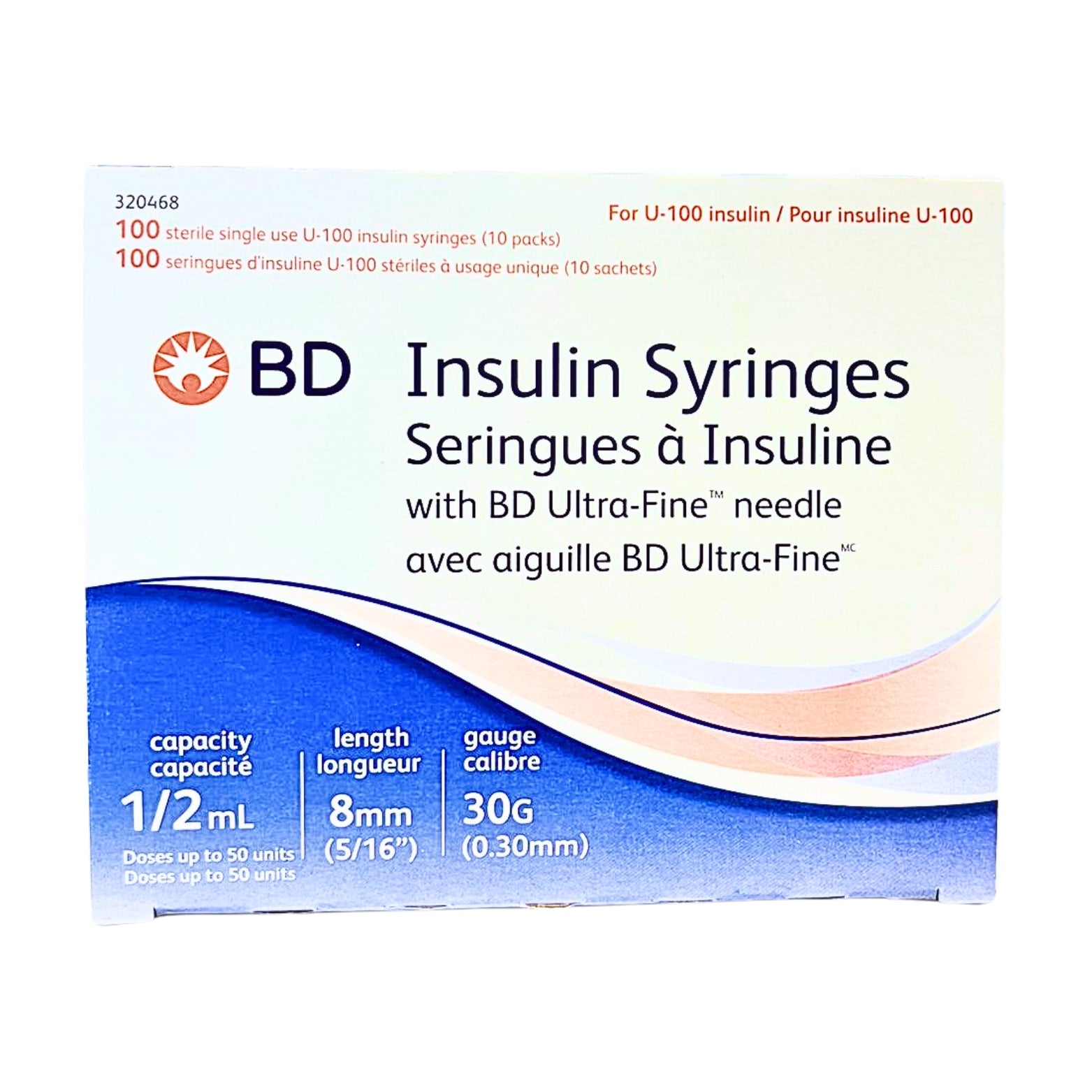 30G x 8mm BD Insulin Syringes 0.5mL - Ideal for diabetics seeking easy, accurate insulin dosing.