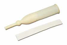 Male external catheter with adhesive strip for urinary incontinence care