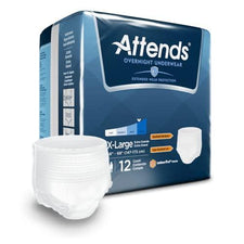 Attends overnight adult underwear extra large incontinence briefs, 12-count package