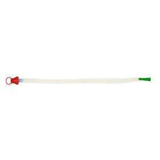 Sterile medical catheter with red and green connectors for home care or clinical use