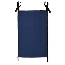 Navy blue patient transfer sheet with black handles for home care or medical use