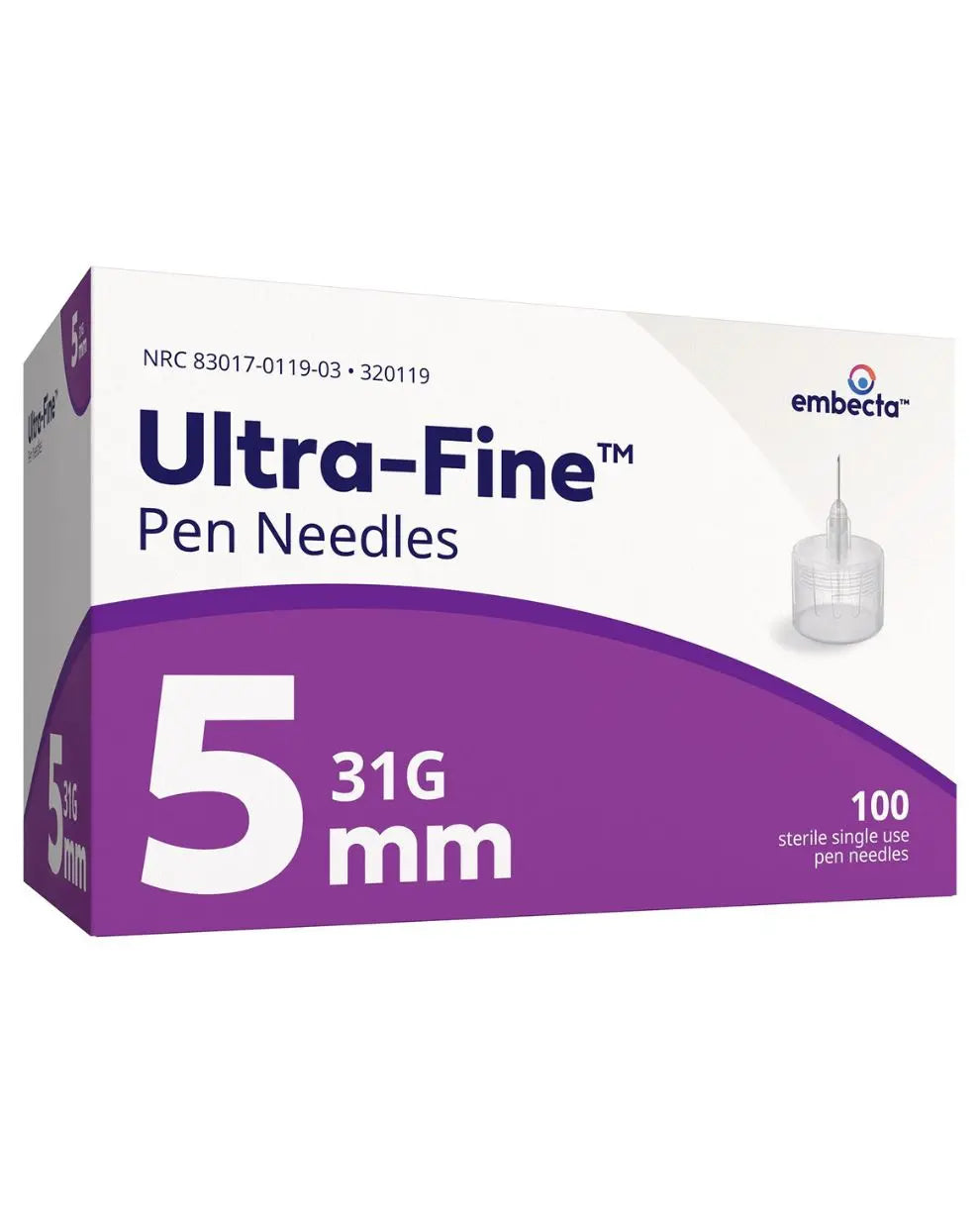 Ultra-Fine 5mm 31G pen needles box, 100 sterile single-use needles, medical supply