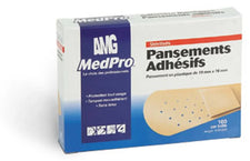 Box of AMG MedPro adhesive bandages, 100 count, home care medical supplies