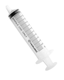 Sterile disposable medical syringe with measurement markings and luer lock tip