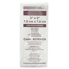 Non-woven 3x3 inch 4-ply medical sponges, non-sterile, 200 pack, AMD-Ritmed packaging