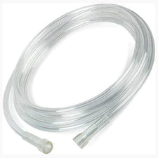 Clear medical oxygen tubing with connectors for respiratory therapy supplies