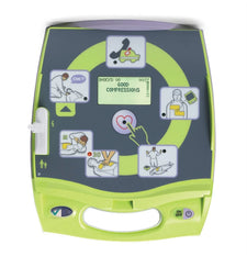 Automated external defibrillator with instructional display and medical emergency icons